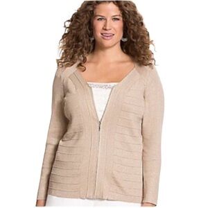Lane Bryant New With Tags Cream/Off White Zip Up Cardigan Sweater Size 18/20